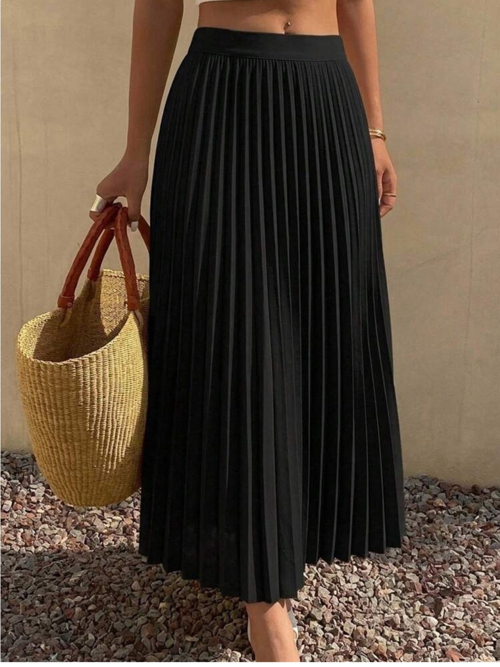 WILFRED Size Medium Pleated stretchy Woman's midi skirt